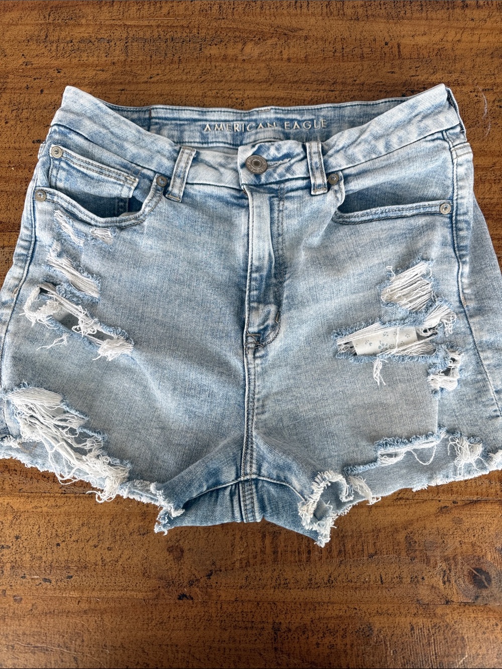 American Eagle Outfitters Light Wash Distressed Denim Shorts